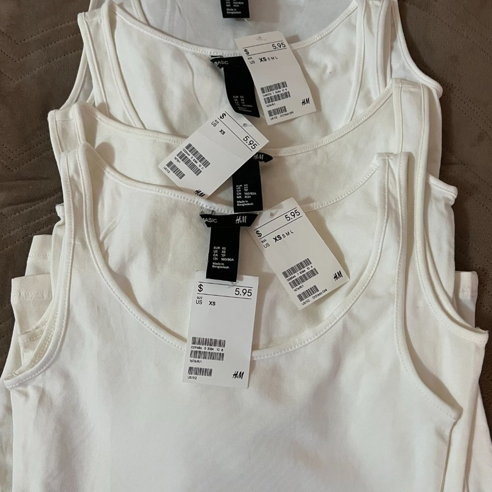 H&M White Tank Tops, NWT, 4 available. - Picture 4 of 4